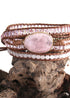 Boho Bracelet, RH 5 Layers Leather Wrap Bracelet, Natural Stones, Crystal Silver